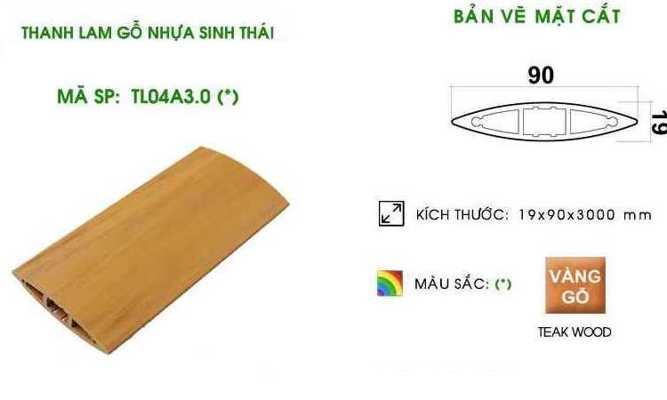 Thanh lam Elip WPVC 19x90mm TL04A30