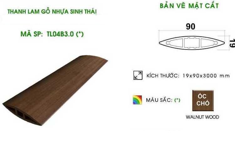 Thanh lam Elip WPVC 19x90mm TL04B30